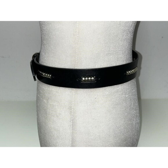 Amiee Lynn VTG Genuine Leather Black Belt w/Beads SZ M Western Boho Chic Gothic main image 6